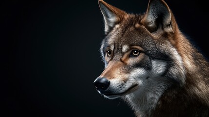 Fototapeta premium Minimalist Wolf Portrait in Dark Background