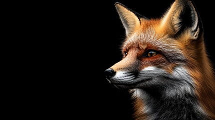 Fototapeta premium Minimalist Fox Portrait on Black Background