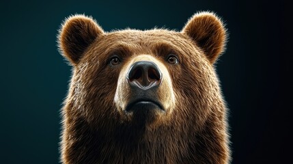 Obraz premium Minimalist Bear Portrait with Dark Background