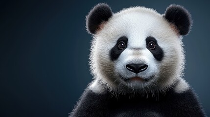 Fototapeta premium Minimalist Panda Portrait on Dark Background
