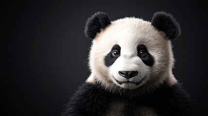 Obraz premium Cute Minimalist Panda Portrait on Dark Background