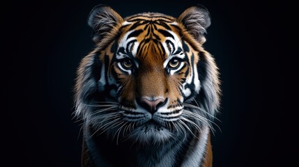 Fototapeta premium Minimalist Tiger Portrait with Dark Background