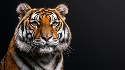 Minimalist Tiger Portrait on Dark Background