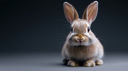 Obraz premium Minimalist Rabbit Portrait on Dark Background