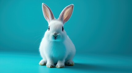 Obraz premium Minimalist Rabbit on Blue Background