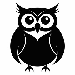 Owl silhouette on white background