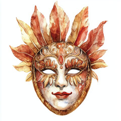 Mask watercolor clipart illustration 