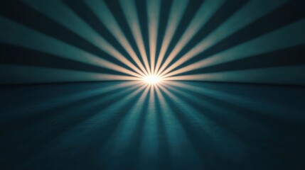 Abstract light rays emanating from a central point, creating a serene atmosphere.
