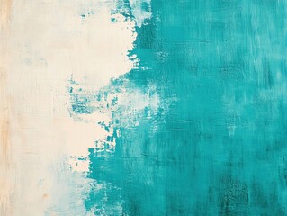 Obraz premium Abstract turquoise texture with soft brush strokes and subtle cream background.