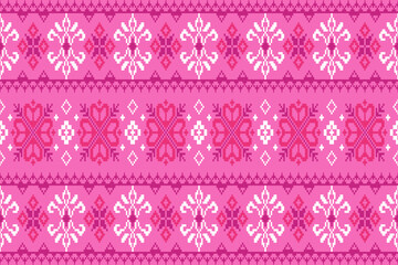 Flower Ikat pattern.Aztec geometric art ornament.Embroidery ethnic oriental pixel art pattern.abstract,vector,wallpaper,scarf,decoration,clothing,wrapping,batik,carpet,curtain,bohemian,indian