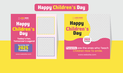 Happy Children day social media post template Design