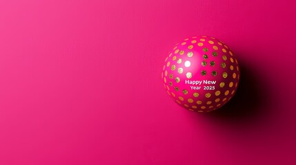 Celebrate the New Year 2025 with a Unique Pink Sphere Adorned in Gold Polka Dots for Festive Decorations
