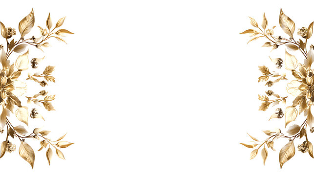 Elegant floral border design in gold on white background. Perfect for UI