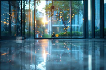 Modern Office Building Interior With Glass Entrance