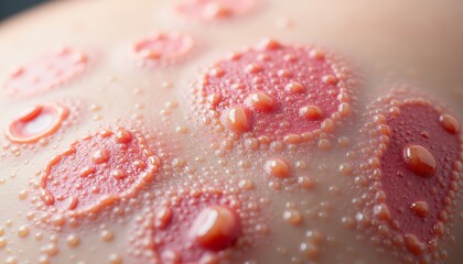 Close-up of Textured Skin Surface with Red and Pink Variations.