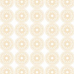 Exquisite golden mandala with intricate shapes and floral designs, centered on a white background