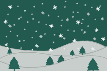 Vector illustration of winter background in the mountains