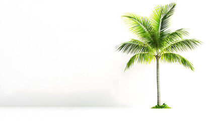 Obraz premium vibrant palm tree with lush green leaves against white background