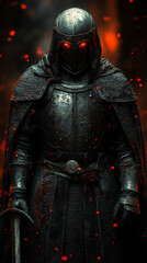 Naklejka premium Knight with heavy sword on chest