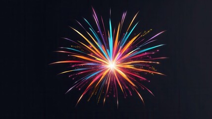 Fototapeta premium A vibrant explosion of colorful light streaks against a dark background. This abstract image captures the energy and beauty of a digital fireworks display