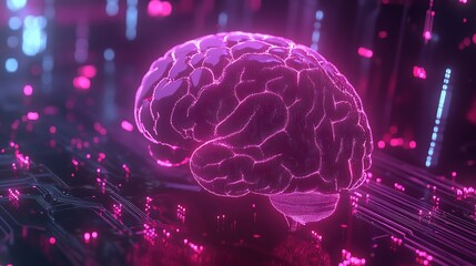 Fototapeta premium Digital Brain with AI Chip and Circuit Technology, 4k Resolution