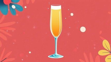 New Year champagne glass flat design top view festive theme animation Complementary Color Scheme