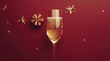 New Year champagne glass flat design top view festive theme animation Complementary Color Scheme