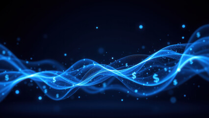 Fototapeta premium A dynamic digital art composition featuring abstract blue shapes representing a fluid motion commonly associated with cryptocurrency's volatility.