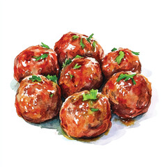 Meatball watercolor clipart illustration