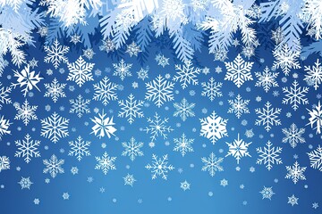 blue background adorned with intricate white snowflake patterns