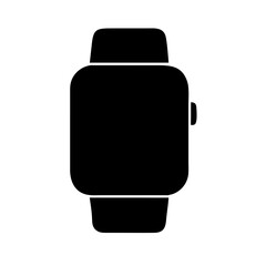 Black Flat Smartwatch Icon: A high-resolution, minimalist vector icon representing a smartwatch. This clean and sleek design is perfect for digital and print media.