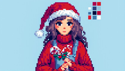 Obraz premium Christmas themed 8bit pixel art illustration