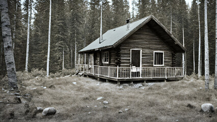 Old cabin in the woods, Cabin, ai generated
