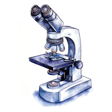 watercolor microscope science equipment study clip art preview