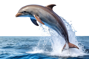 Obraz premium dolphin jumping isolated on white background.AI GENERATED