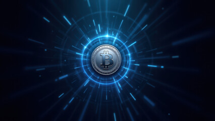 Stablecoin image with vibrant blue graphical elements resembling a futuristic portal or energy field.