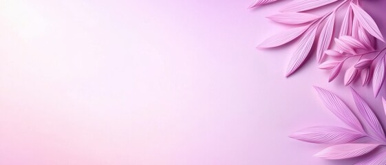 Fototapeta premium A delicate arrangement of pink leaves against a soft gradient background creates a serene and artistic atmosphere.