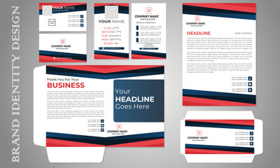 Minimal creative modern simple organic corporate brand office stationary design set template including business card, id card, letterhead, envelope,  For your business