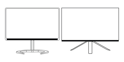 Set of monitor screen display icon in a flat style vector illustration. Blank screen isolated Desktop, laptop, computer monitor.