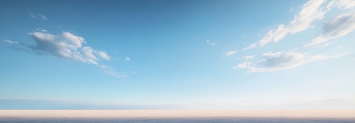 Obraz premium A Vast, Open White Desert Under a Blue Sky with Wispy Clouds