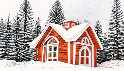 Cozy Winter Cabin in the Snow