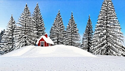 Cozy Winter Cabin in a Snowy Forest