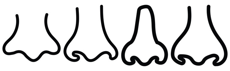 Set of human nose line art icon in a flat style vector illustration.