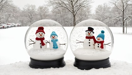Snowman Snow Globe Duo in the Snow