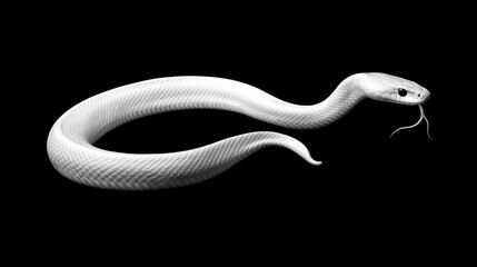 Fototapeta premium A white snake on a black background