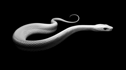 Obraz premium A white snake on a black background