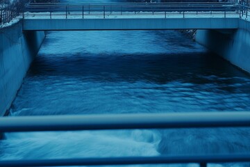 Serene Twilight Over River with Long Exposure Effect