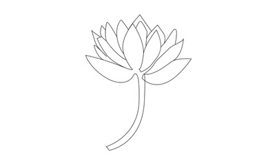 Water lily vector continuous one line drawing on white background minimalist. Premium vector