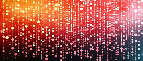 A vibrant abstract background featuring cascading dots in shades of red, orange, and pink, creating a dynamic and festive atmosphere.