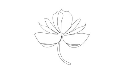 Water lily vector continuous one line drawing on white background minimalist. Premium vector